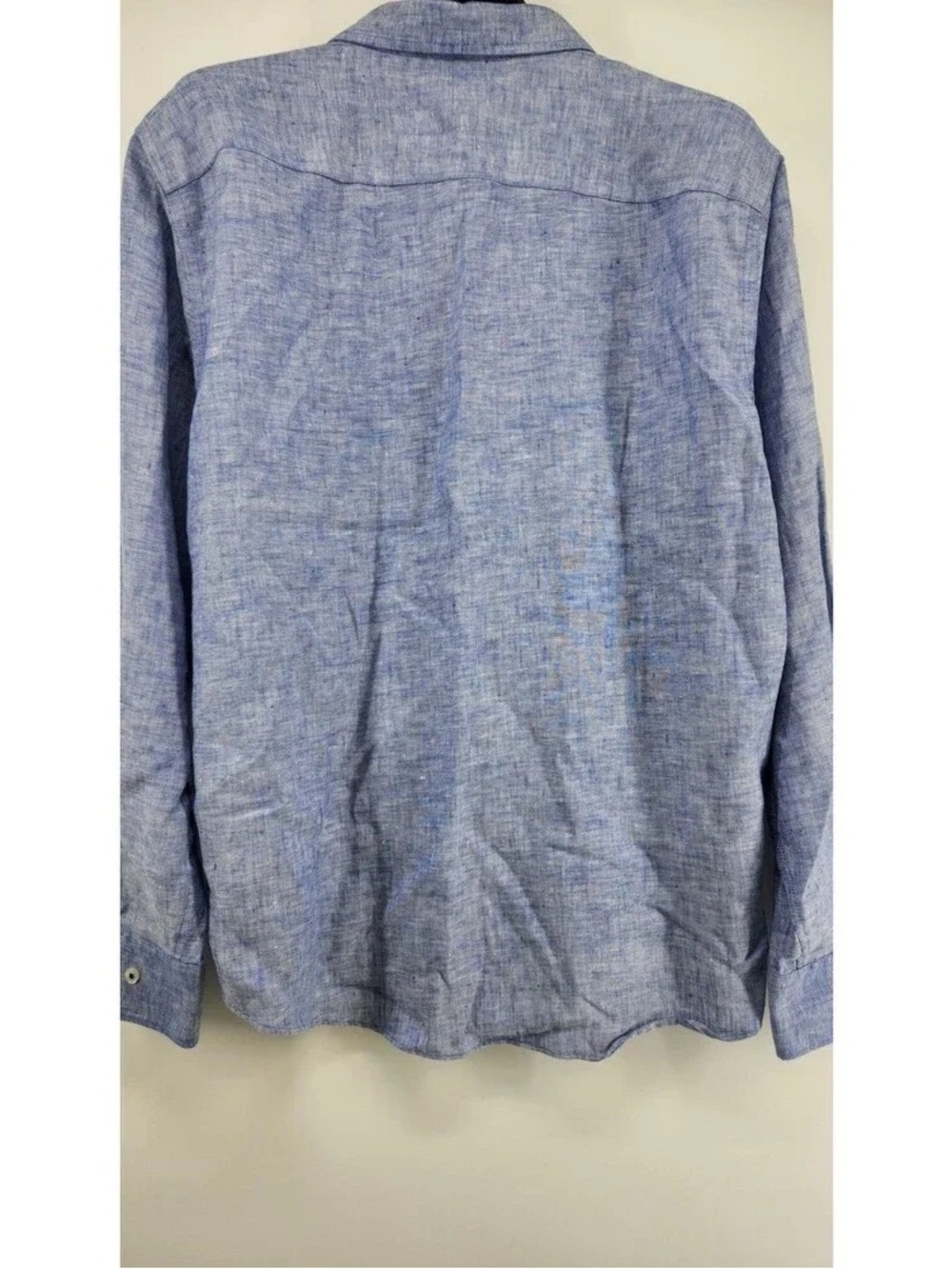 Men's Light Blue Linen-Blend Button-Up Shirt